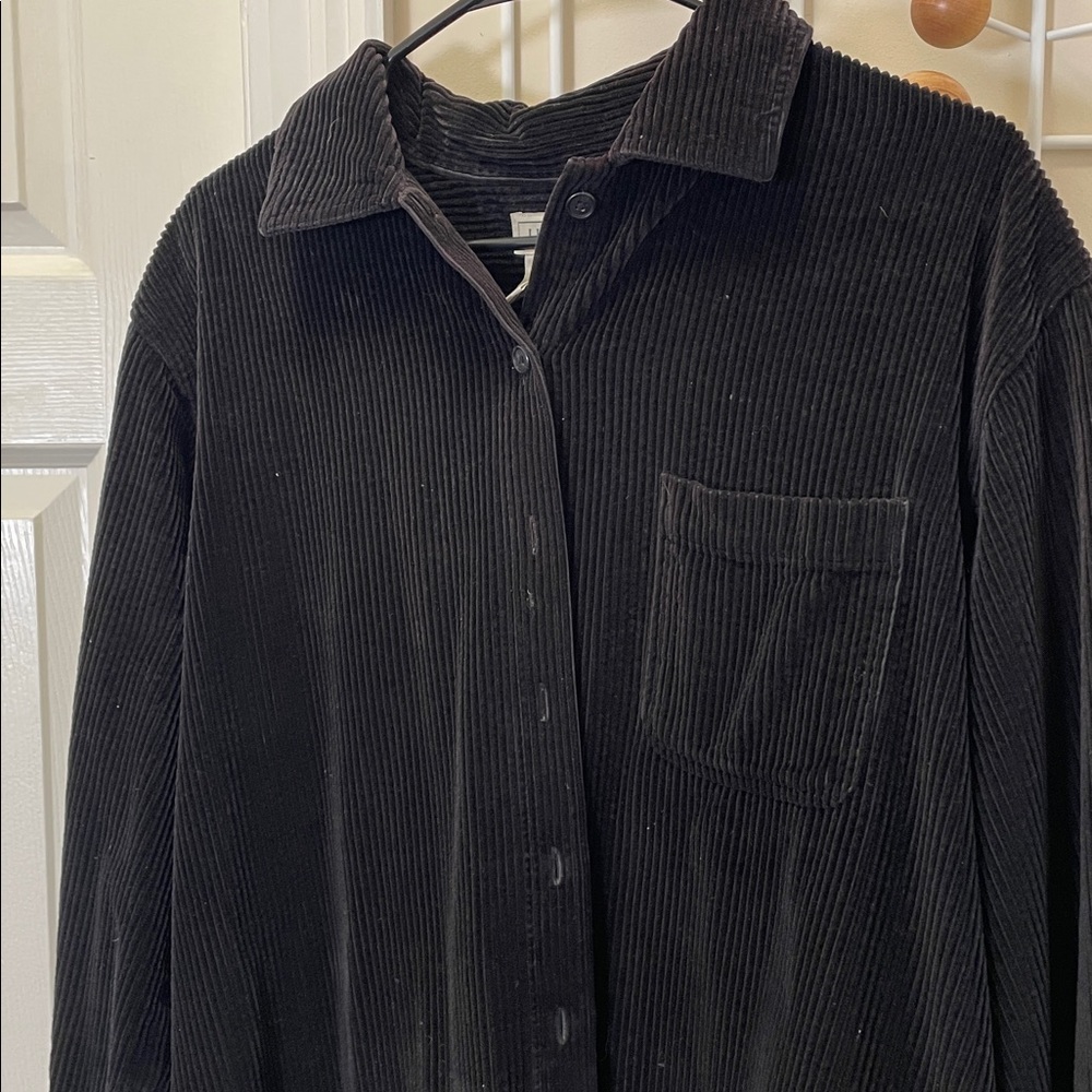 L.L. Bean - Classic Corduroy Button Down Long Sleeve Shirt Black - L